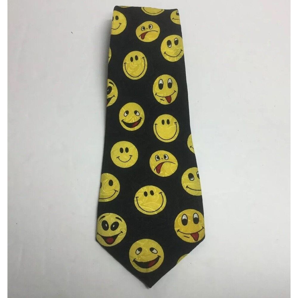 Smiley Face Emoji Tie Teacher Novelty‎ Silk Handmade Necktie Renaissance